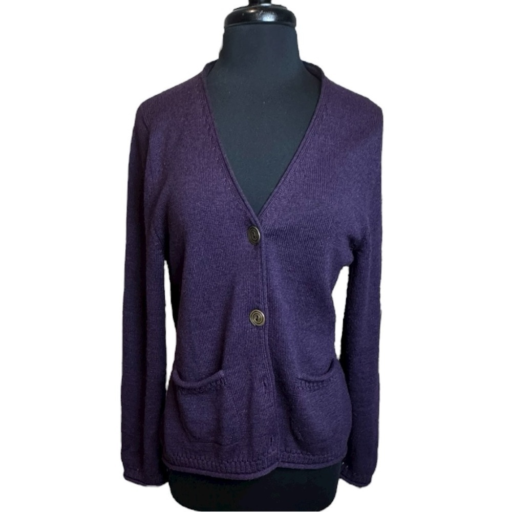 Kuna 100% Baby Alpaca Deep Plum Cardigan Sweater Size Small - Picture 9 of 9